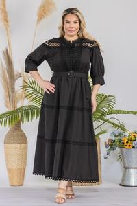 Plus Size Solid Crochet Maxi Dress