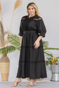 Plus Size Solid Crochet Maxi Dress