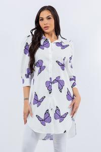 Butterfly Print Relaxed Tunic Shirt