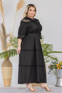 Plus Size Solid Crochet Maxi Dress