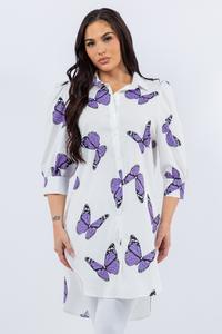 Butterfly Print Relaxed Tunic Shirt