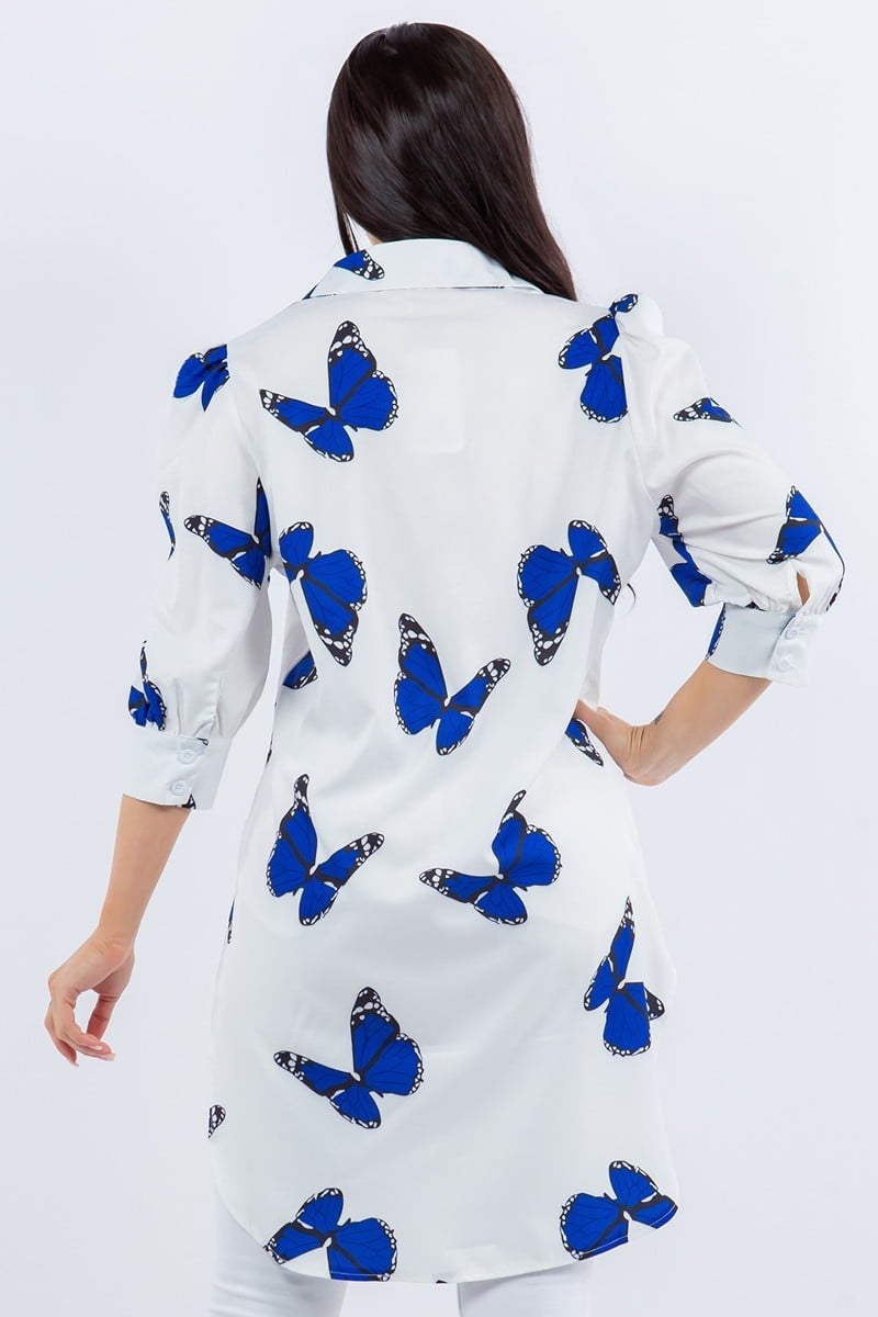 Butterfly Print Relaxed Tunic Shirt