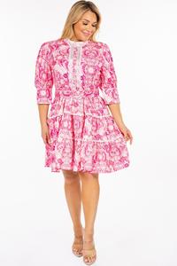 Plus Size Floral Print Belted Fashion Sundress