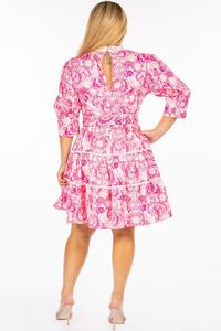 Plus Size Floral Print Belted Fashion Sundress