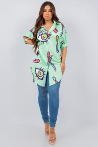 Graphic Print Relaxed Fashion Tunic Shirt