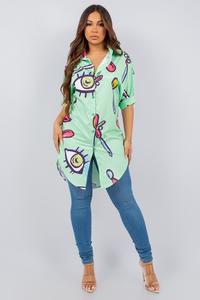 Graphic Print Relaxed Fashion Tunic Shirt