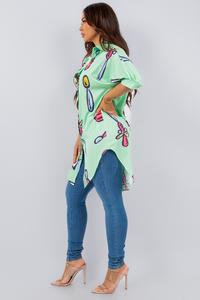 Graphic Print Relaxed Fashion Tunic Shirt