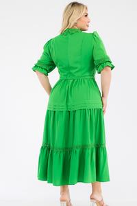 Plus Size Solid Pleated Midi Dress