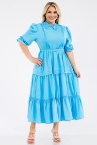 Plus Size Solid Pleated Midi Dress