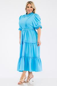 Plus Size Solid Pleated Midi Dress