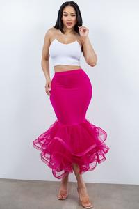 FITTED LONG RUFFLED SKIRT