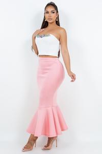 LIGHT PINK MERMAID FITTED FLOWY SKIRT