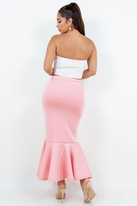 LIGHT PINK MERMAID FITTED FLOWY SKIRT