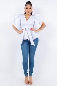 WHITE TIED FLOWY TOP